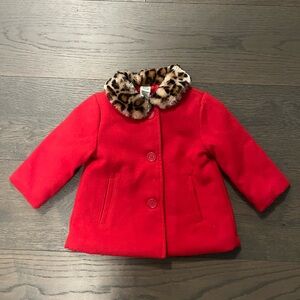 Little me brand baby girl red pea coat 12M NWT ret $150usd